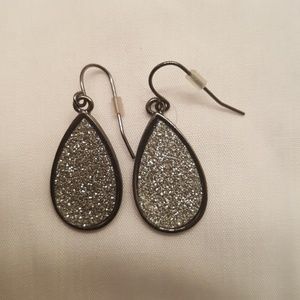 Black and silver drop earrings